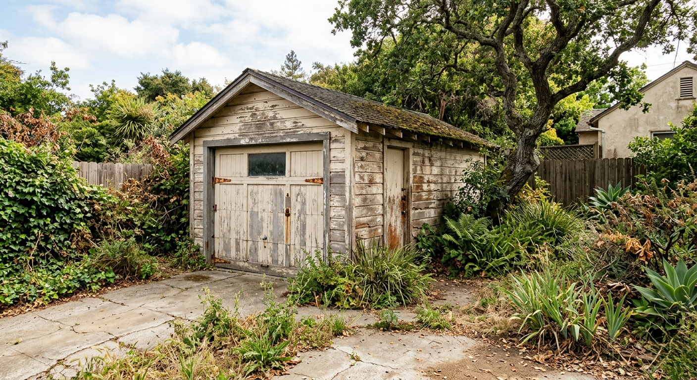 Old detached garage before ADU conversion in Pacific Palisades