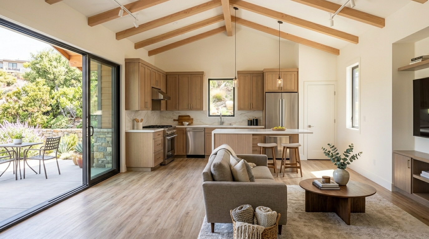 ADU interior kitchen living area Marquez Knolls Pacific Palisades 2026