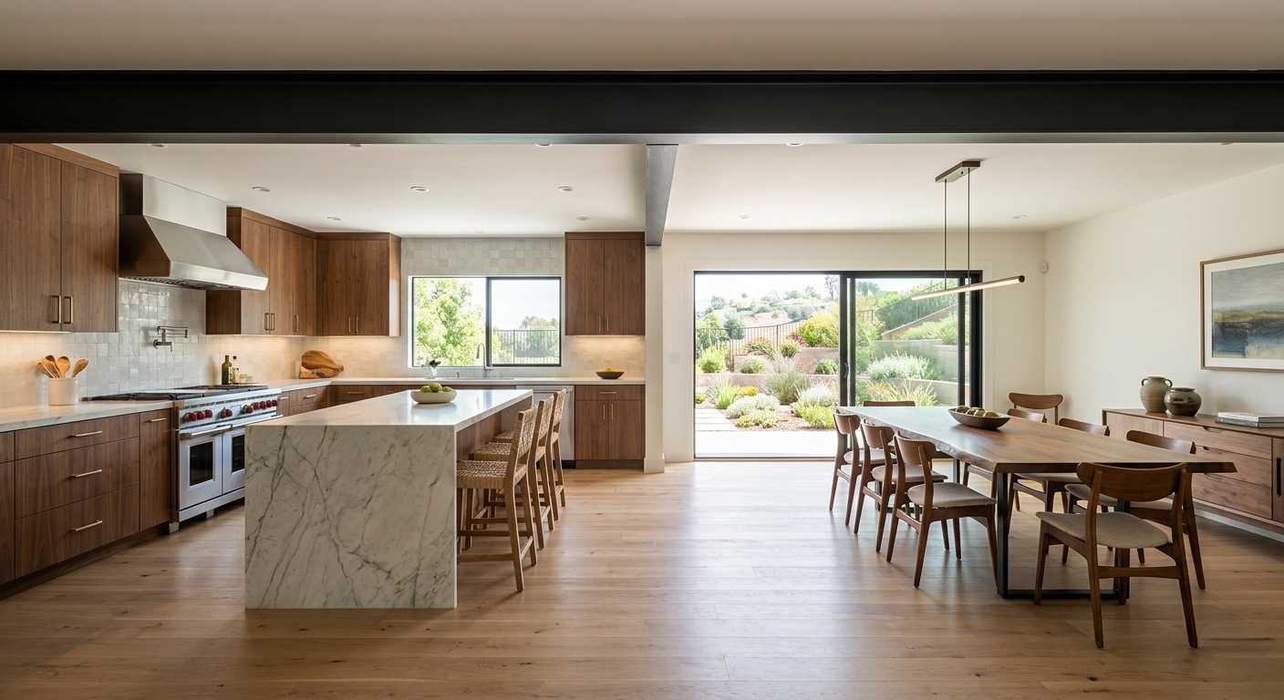 Open plan kitchen remodel Alphabet Streets load bearing wall removal