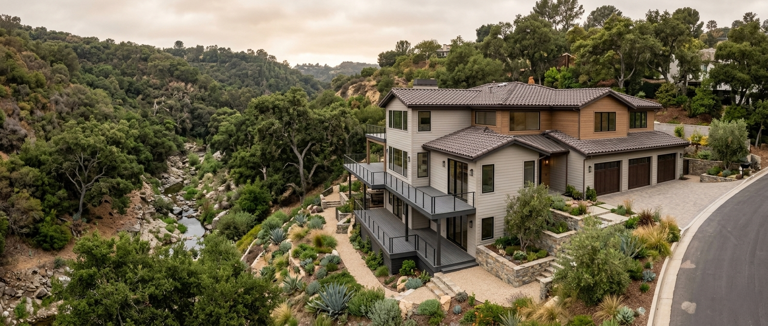 Fire rebuild Rustic Canyon Pacific Palisades hillside lot 2026