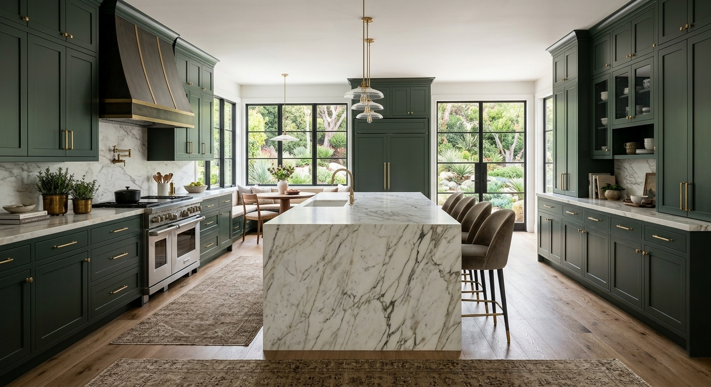 Full kitchen remodel Riviera Pacific Palisades custom cabinetry island