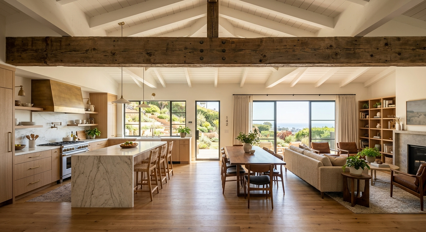 Open plan kitchen load bearing wall removal Pacific Palisades