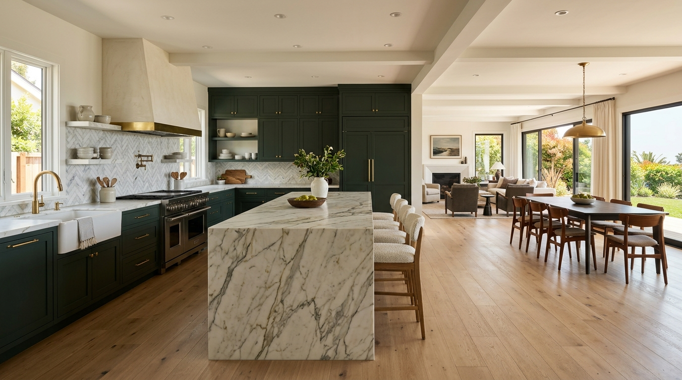 Whole home remodel Riviera Pacific Palisades kitchen custom cabinetry stone island